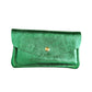 Damen Brieftasche aus Leder metallic grün