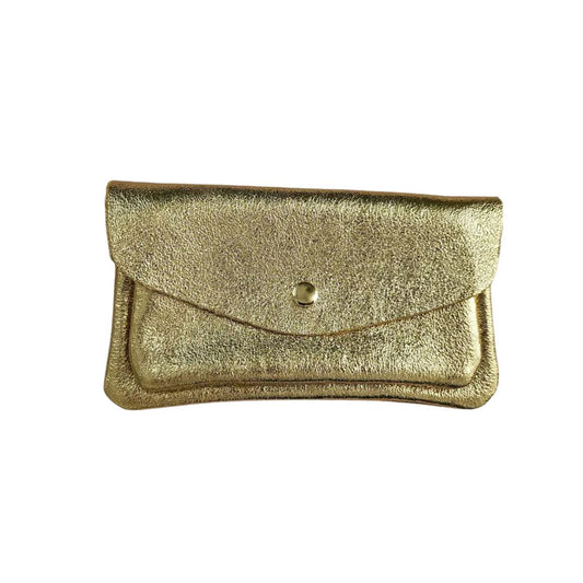 Brieftasche aus Leder mit 2 Taschen gold