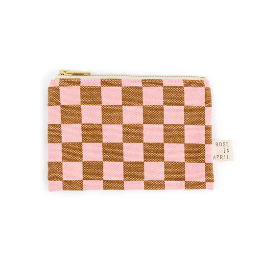 Damen Geldbörse mit Schachbrettmuster rosa