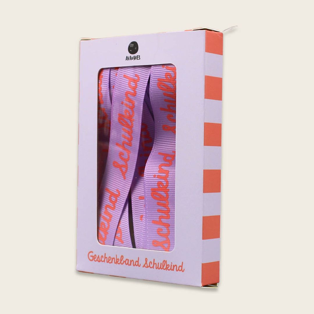 Geschenkband-Set „Schulkind“ flieder/rosa/gelb