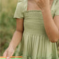 Gesmoktes Midi-Kleid korall