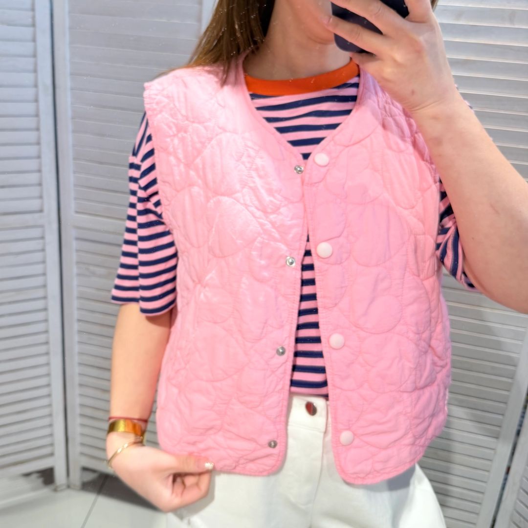 Damen Stepp-Weste geknöpft pink