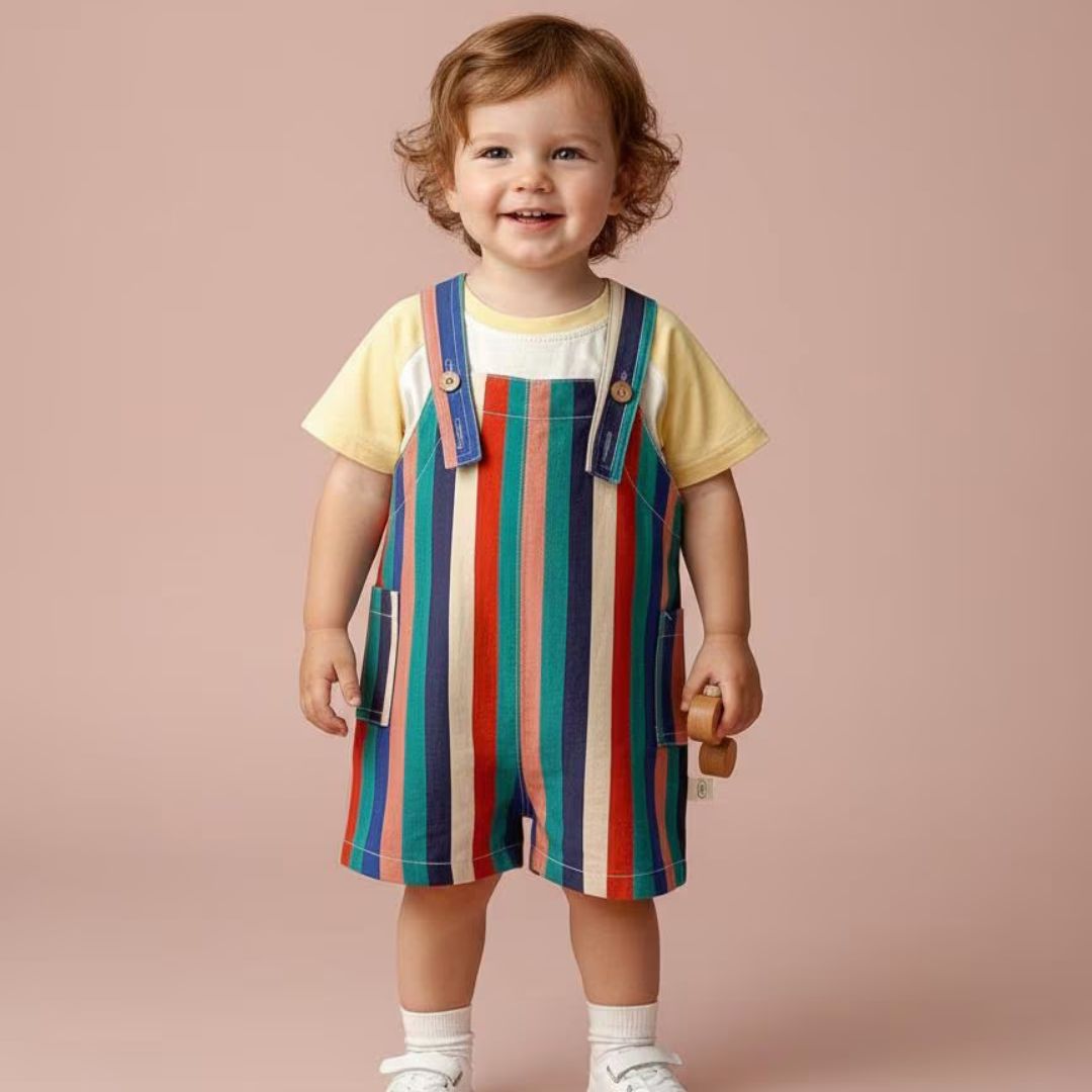 Gestreifte Loose Pants 'Dungarees' multicolor