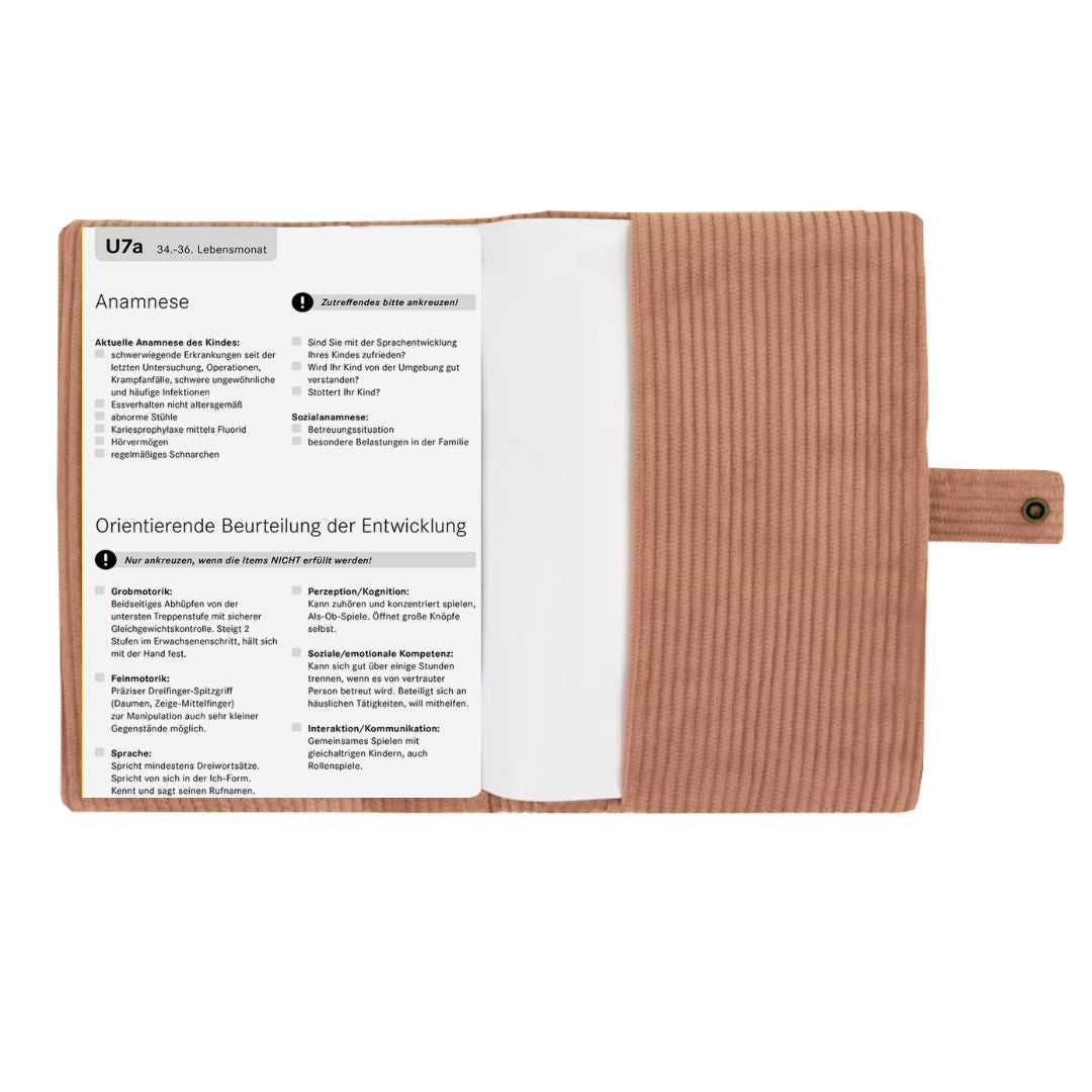 U-Heft Hülle 'La Protège' Cord rosa personalisierbar