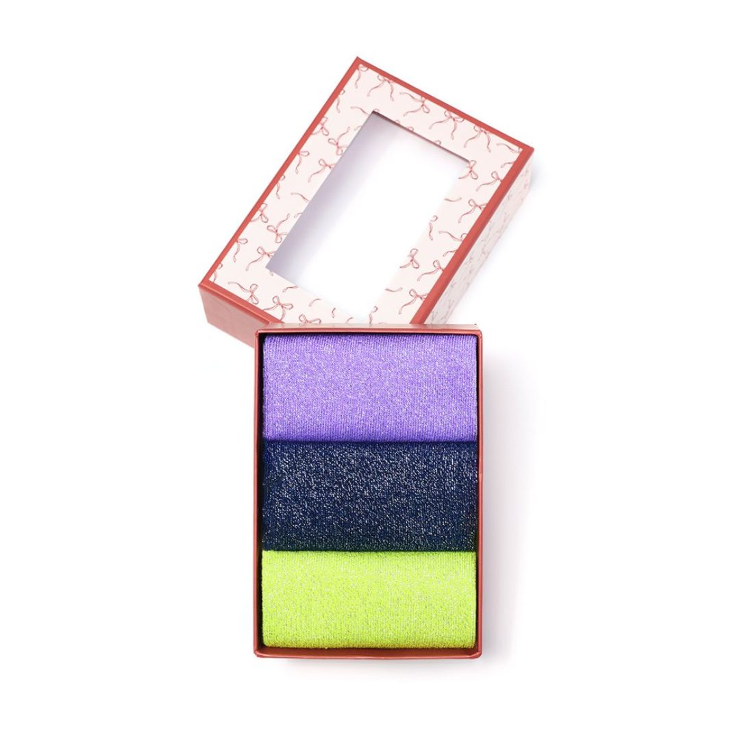 Glitzersocken aus Baumwolle 'Shine Bright' grün/schwarz/lila