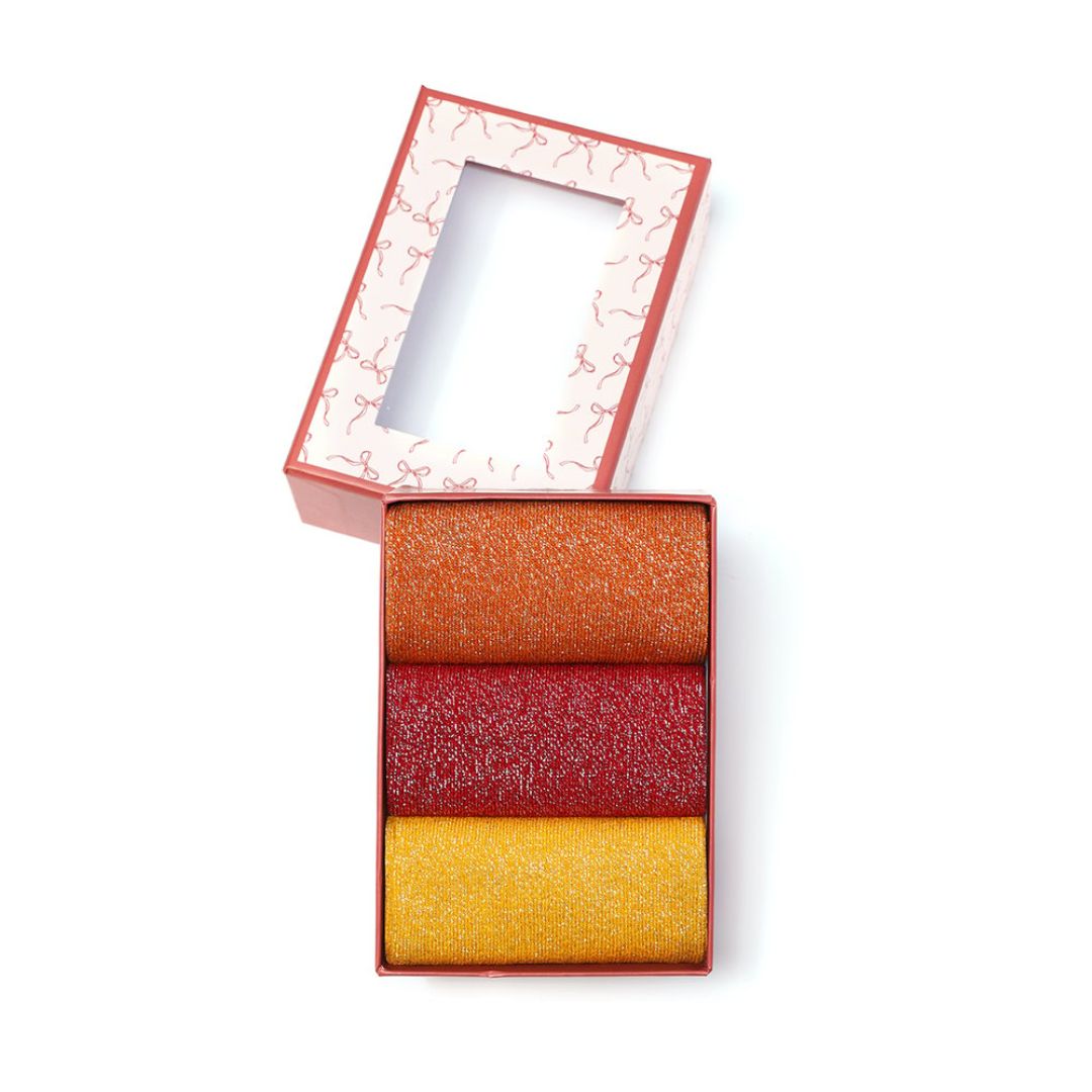 Glitzersocken aus Baumwolle 'Shine Bright' gelb/rot/orange