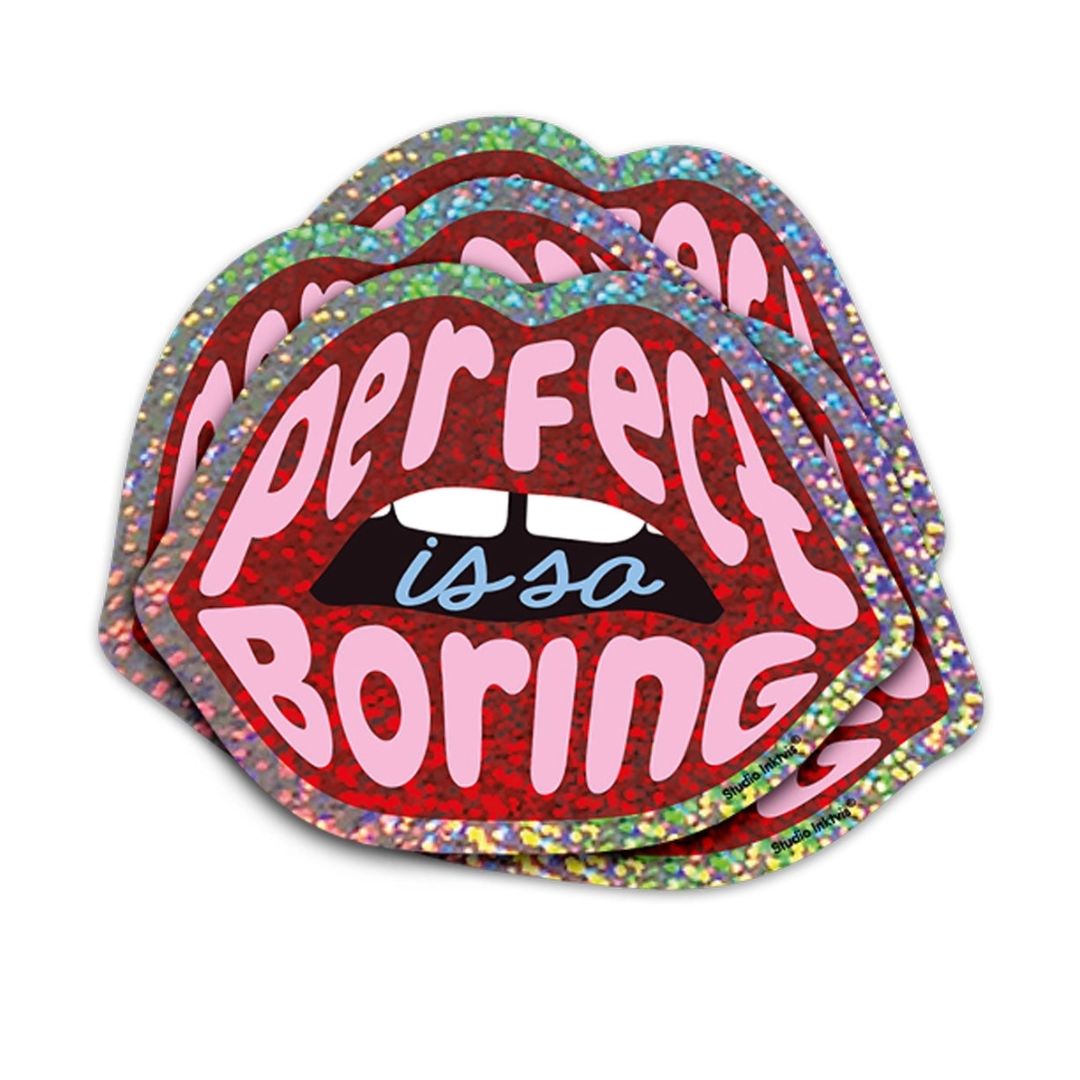 Glitzer-Sticker | Aufkleber 'Rote Lippen Perfekt ist so langweilig'