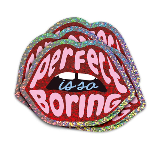 Glitzer-Sticker | Aufkleber 'Rote Lippen Perfekt ist so langweilig'