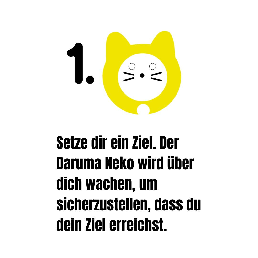Daruma-Neko: ERREICHE DEIN ZIEL! Glückskatze gelb