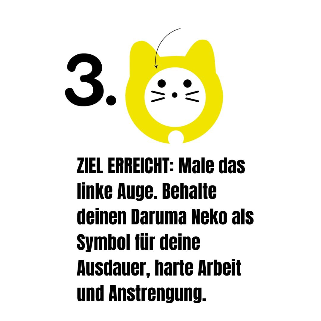 Daruma-Neko: ERREICHE DEIN ZIEL! Glückskatze gelb