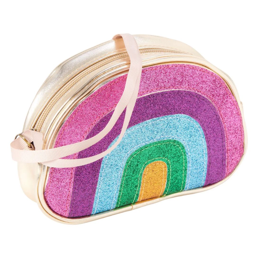 Goldfarbene Umhängetasche mit Glitzer-Regenbogen