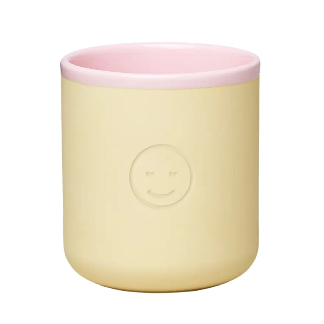 Good Mood Porzellanbecher mit Smiley 'Dreamy' gelb/rosa