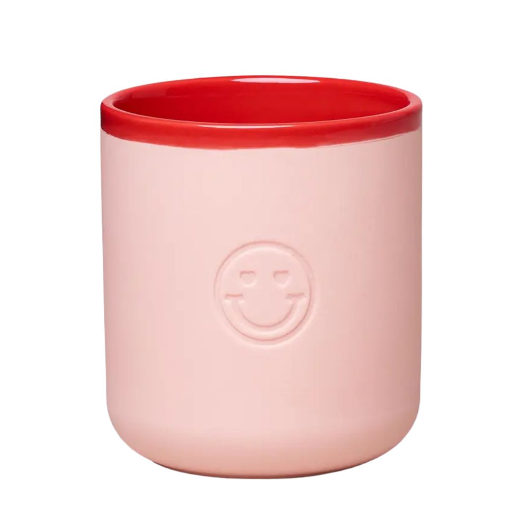 Good Mood Porzellanbecher mit Smiley 'Crazy in Love' rosa/rot