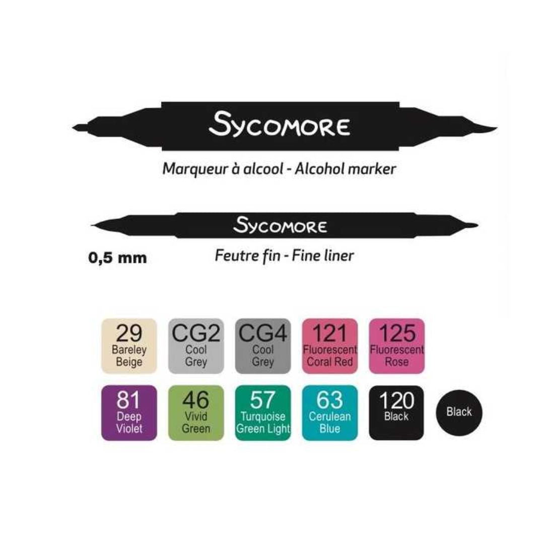 10 Grafikmarker und 1 Manga-Feinmarker