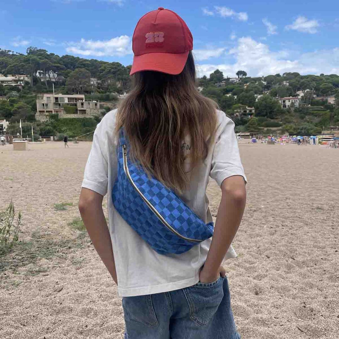Karierte Gürteltasche Griechisch-blau/marineblau