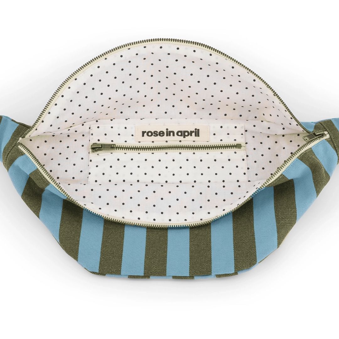 Gürteltasche mit Streifen oliven/blau