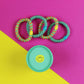 Haargummi-Set mint/gelb mit 4 Haargummis in runder Geschenkbox