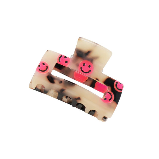 Haarklammer Leopard mit Smileys pink