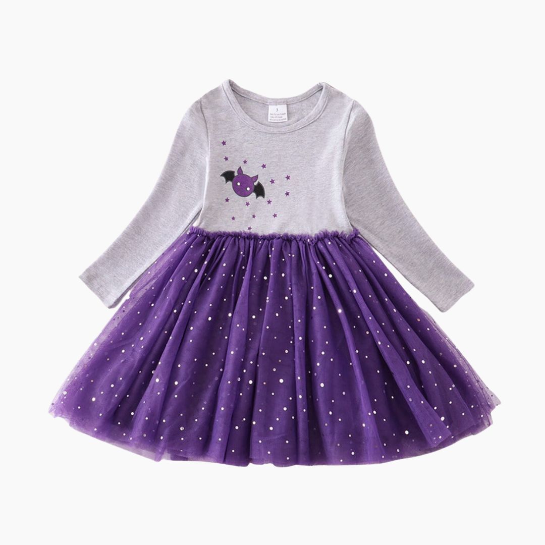 Halloween Tutu-Kleid lila mit Fledermausapplikation