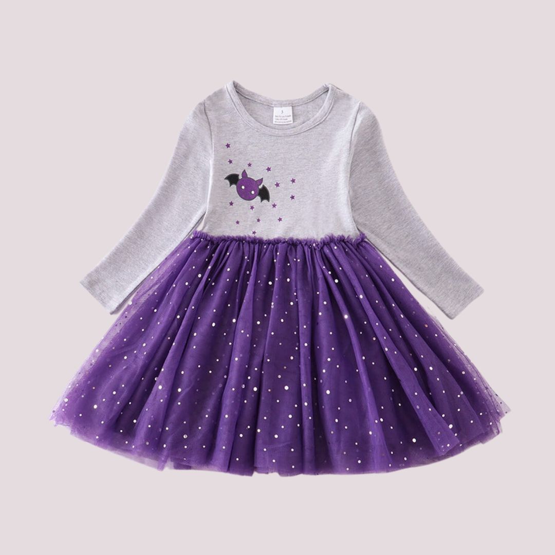 Halloween Tutu-Kleid lila mit Fledermausapplikation