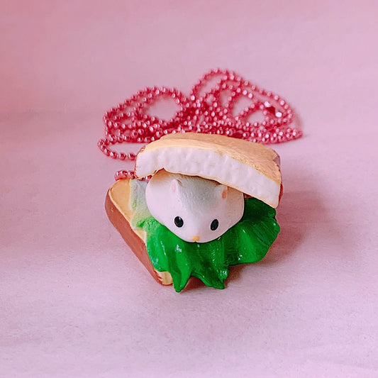 Deluxe Halskette 'Hamster-Cafe' Maus im Sandwich