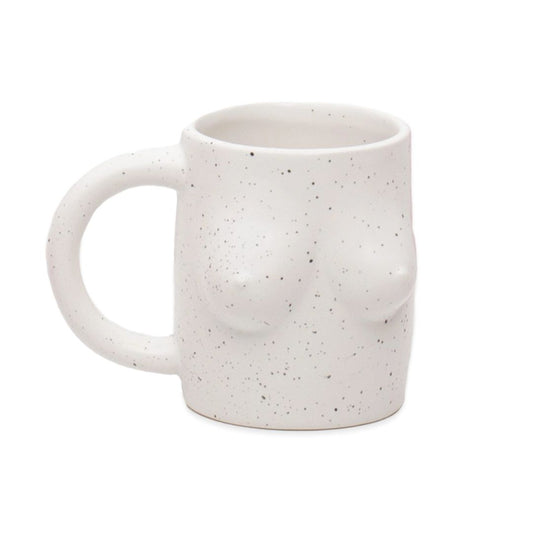 Handgemalter Becher 'TITS' weiß