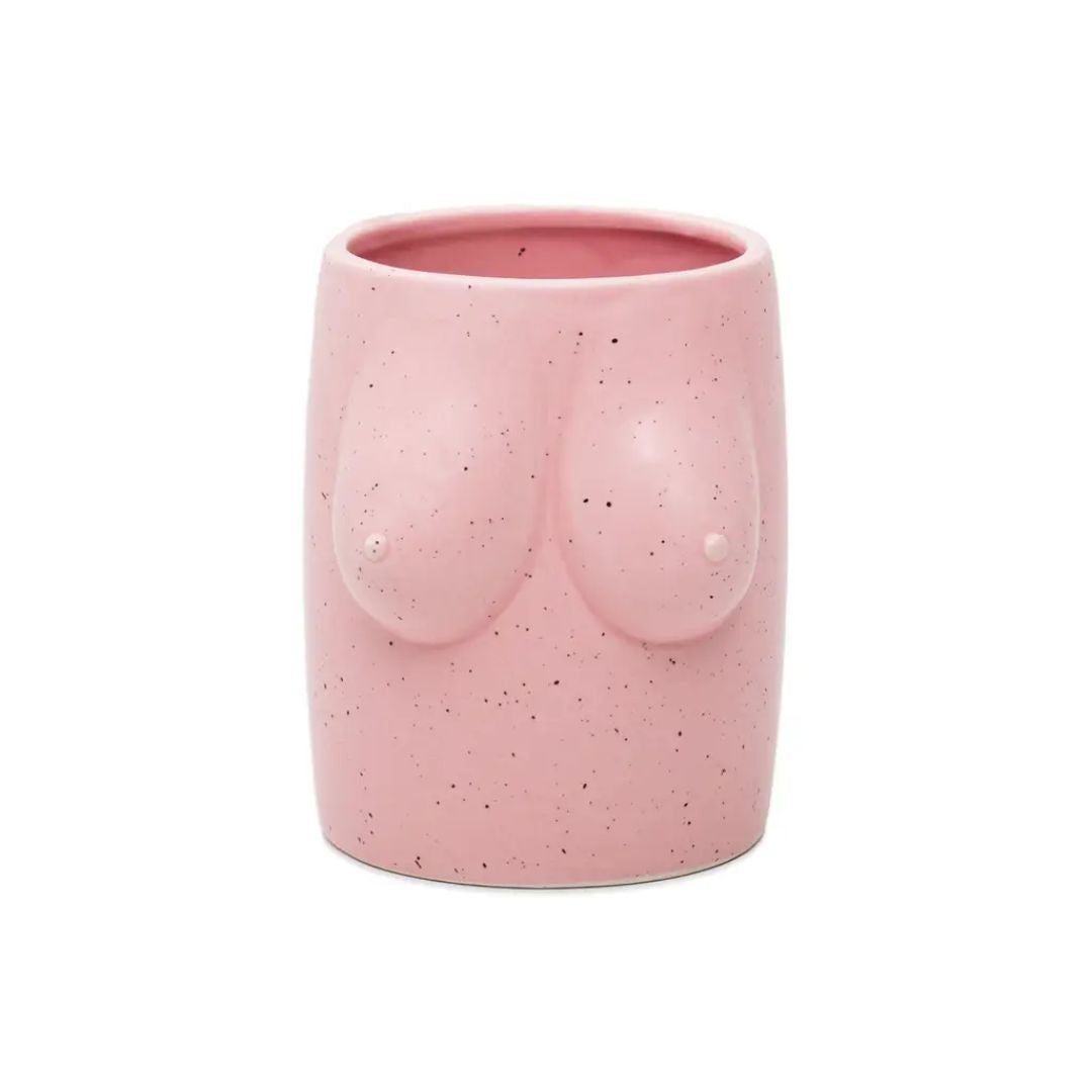 Handgemalte Blumenvase 'TITS' pink