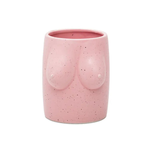 Handgemalte Blumenvase 'TITS' pink