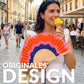 Damen Fächer 'Ondas' rot/rosa/blau