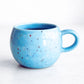 Handgefertige Kaffeetasse 'Rainbow Sparkle' aqua-blau