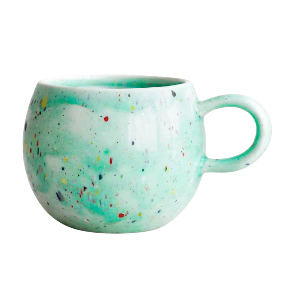 Handgefertige Kaffeetasse 'Rainbow Sparkle' azul