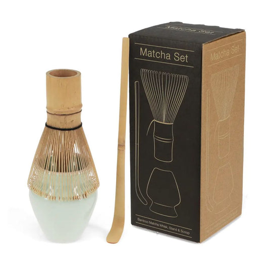 Handgefertigtes Matcha-Besen- und Ständer-Set