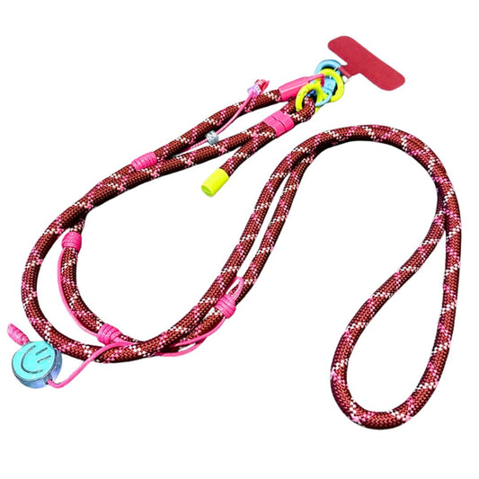 Handykette lang bordeaux/Smiley blau