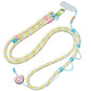 Handykette lang beige/Smiley rosa