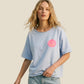 Hellblaues Relaxed-Fit-Sweatshirt mit pinkem Smiley