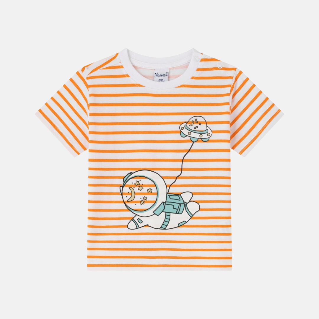 Orangefarbenes gestreiftes T-Shirt für Jungen