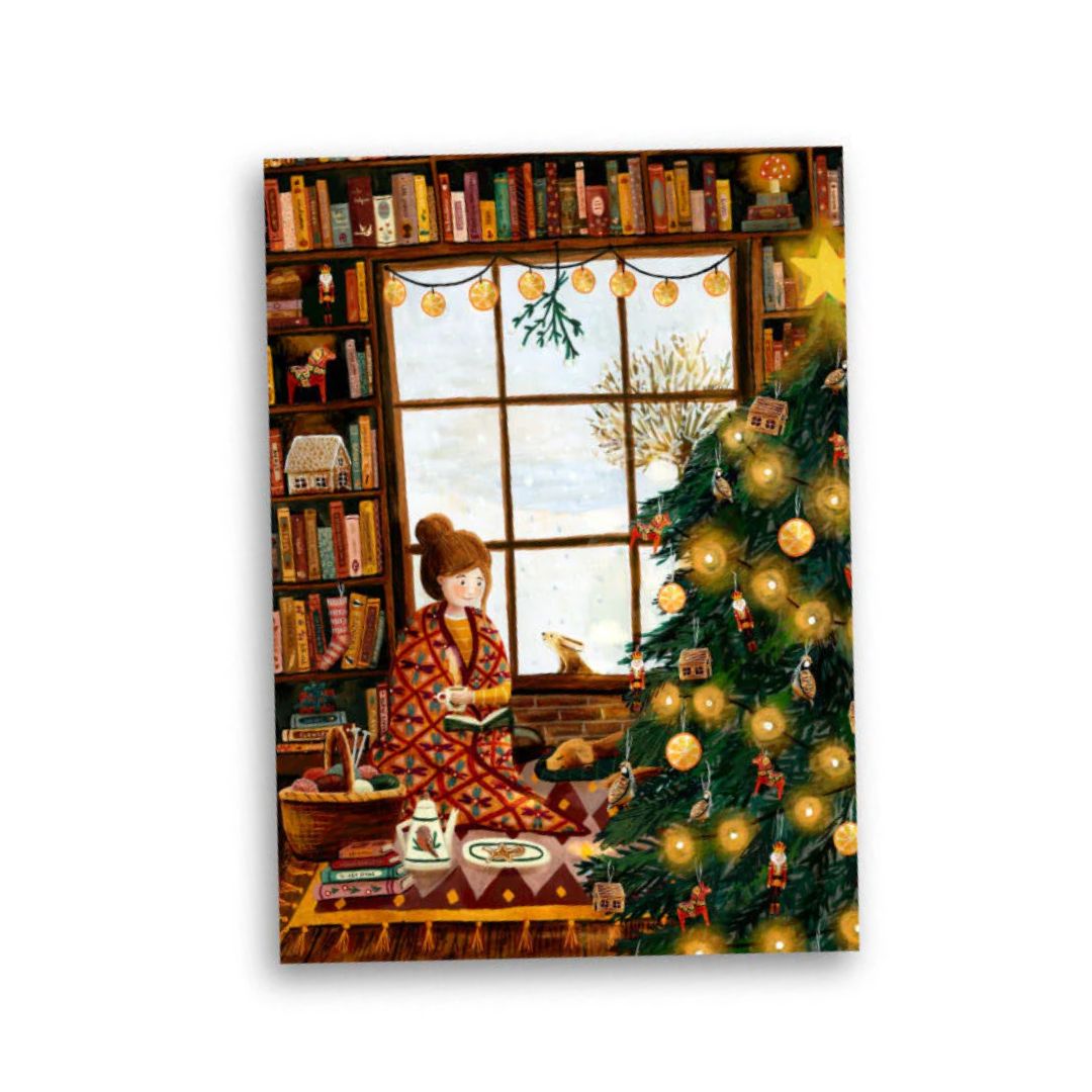 Karte Mini Kunstdruck 'Zwischen den Büchern'