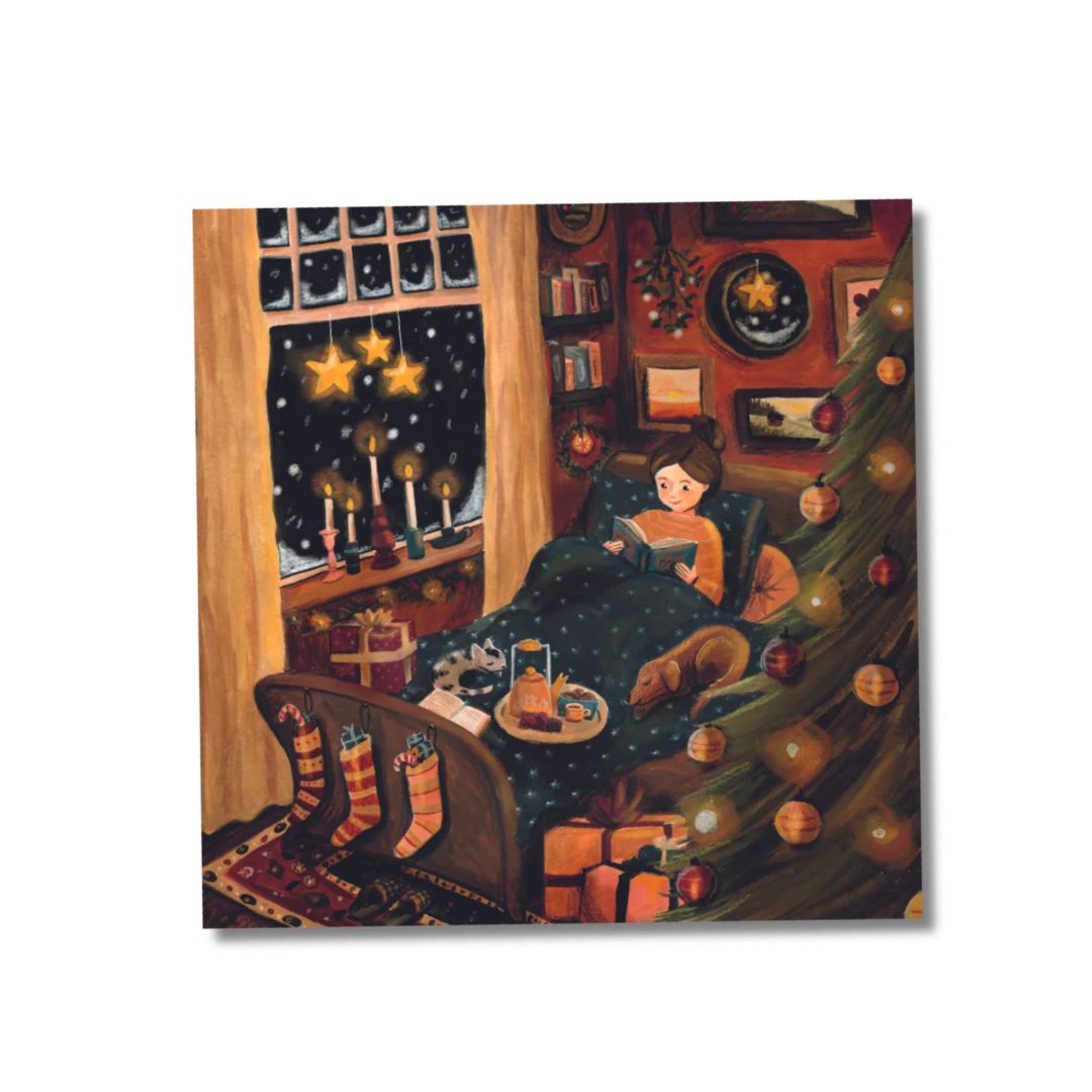 Karte Mini Kunstdruck 'Warm und gemütlich' quadratisch