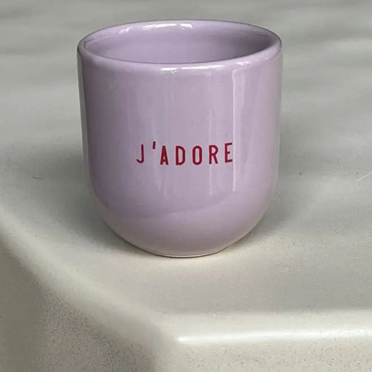 Keramikbecher 'J'ADORE' lila