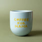 Keramikbecher 'Coffee For Mama' blau/gelb