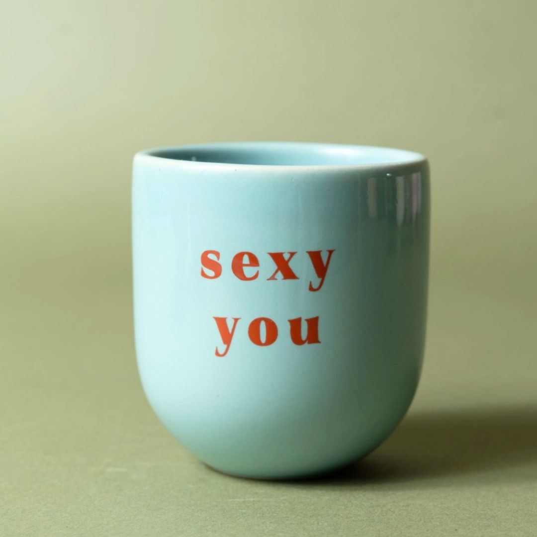 Keramikbecher 'sexy you' blau