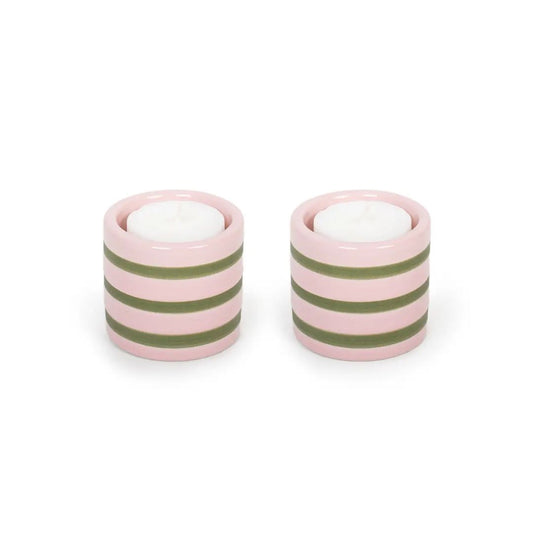 2er Pack Harmonie Keramik Kerzenhalter gestreift