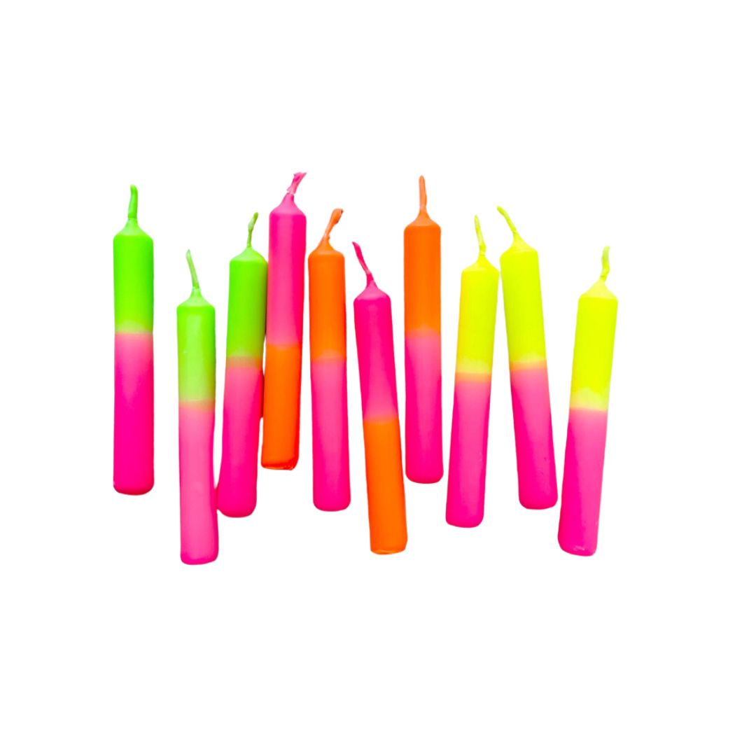 Kerze 'Dip Dye Kindergeburtstag' neon