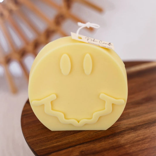 Smiley Kerze handgemacht aus Rapswachs gelb