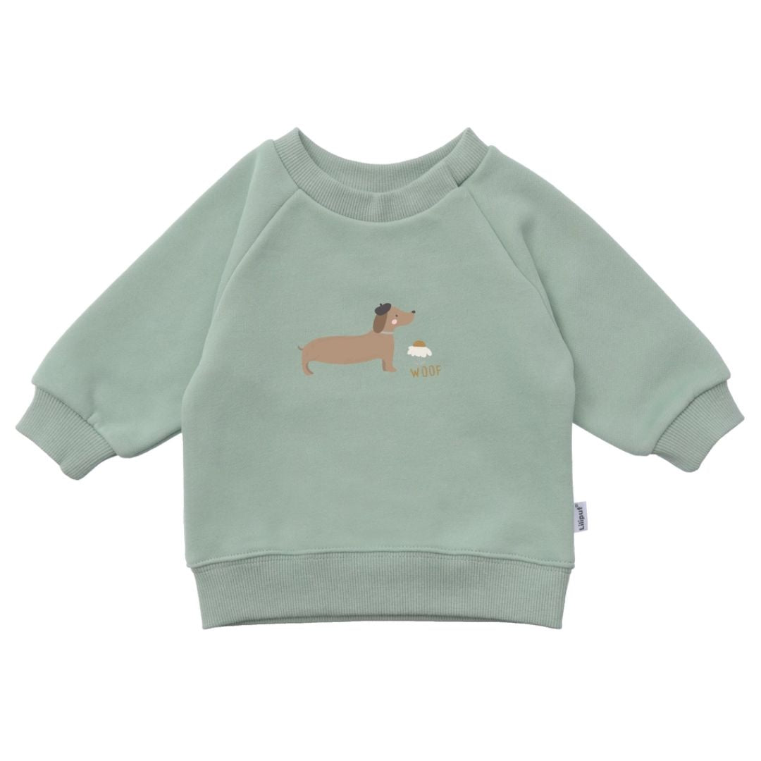 Kinder Sweatshirt mit Print 'Dackel' grün