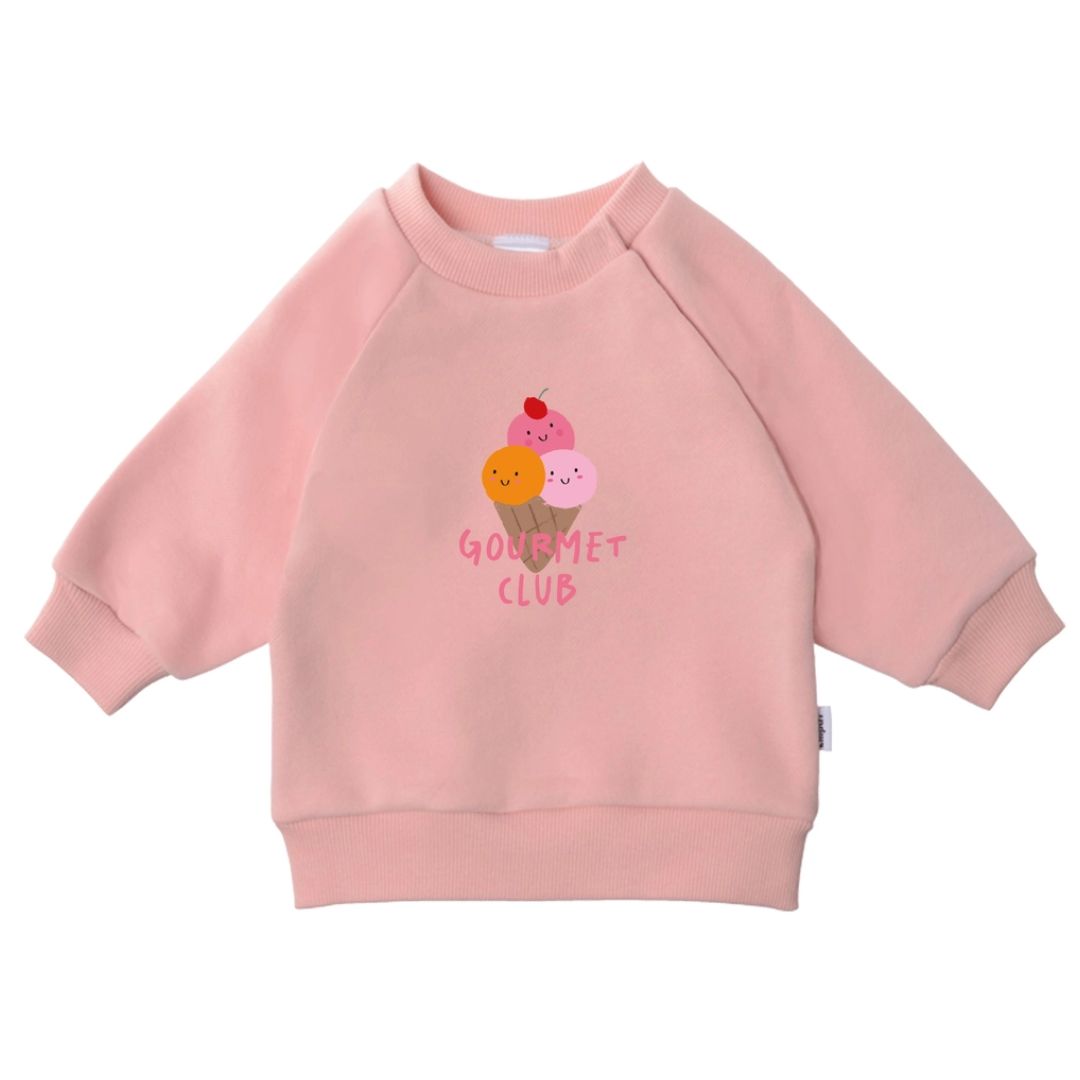 Kinder Sweatshirt mit Print 'Gourmet Club' rosa