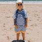 Kinder Badehose gestreift 'Blues & Beyond' blau/gelb