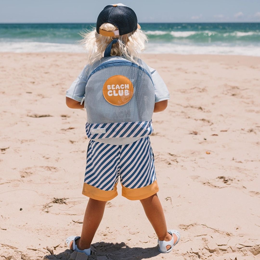 Kinder Badehose gestreift 'Blues & Beyond' blau/gelb