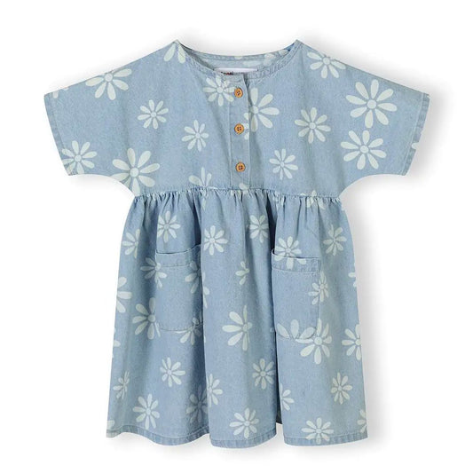 Chambray-Kleid mit Gänseblümchen-Print blau