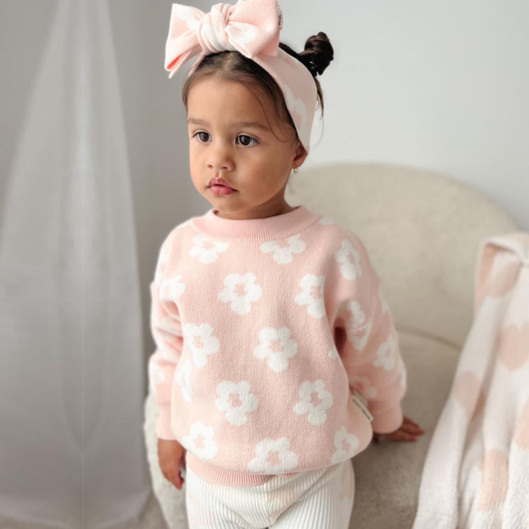 Kuscheliger Pullover für Kinder 'Flowers' apricot